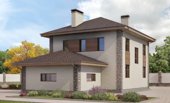 185-004-П Проект двухэтажного дома и гаражом, классический загородный дом из блока | Проекты домов от House Expert