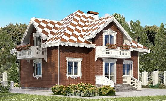 155-003-Л Проект двухэтажного дома мансардный этаж и гаражом, небольшой домик из арболита | Проекты домов от House Expert