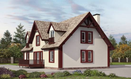 300-008-Л Проект двухэтажного дома с мансардой и гаражом, красивый дом из бризолита | Проекты домов от House Expert