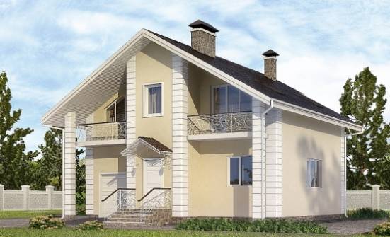 150-002-Л Проект двухэтажного дома с мансардным этажом и гаражом, простой домик из газобетона | Проекты домов от House Expert
