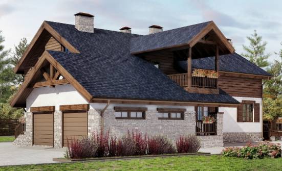 240-002-Л Проект двухэтажного дома с мансардой, гараж, красивый домик из арболита | Проекты домов от House Expert