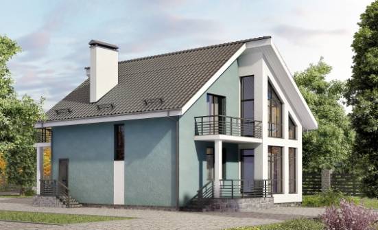 170-006-П Проект двухэтажного дома мансардой, недорогой коттедж из газосиликатных блоков | Проекты домов от House Expert