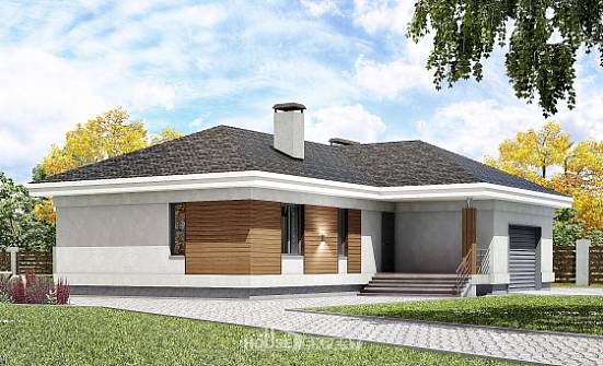 165-001-П Проект одноэтажного дома и гаражом, классический дом из блока | Проекты домов от House Expert