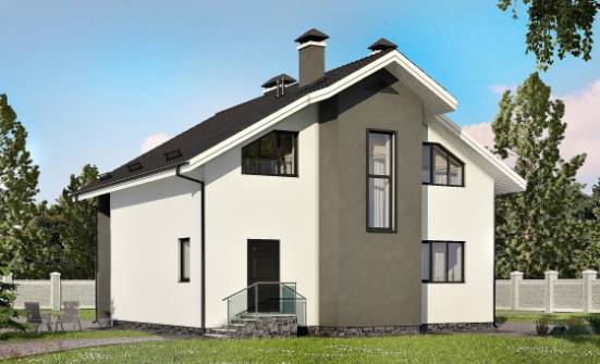 150-005-Л Проект двухэтажного дома с мансардой, небольшой домик из пеноблока | Проекты домов от House Expert