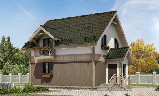 105-001-Л Проект двухэтажного дома с мансардным этажом, доступный загородный дом из пеноблока | Проекты домов от House Expert