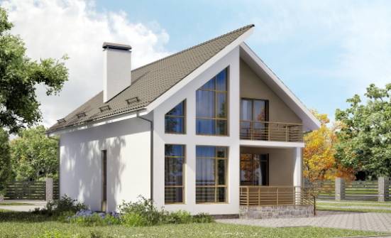 170-006-Л Проект двухэтажного дома с мансардой, небольшой домик из бризолита | Проекты домов от House Expert
