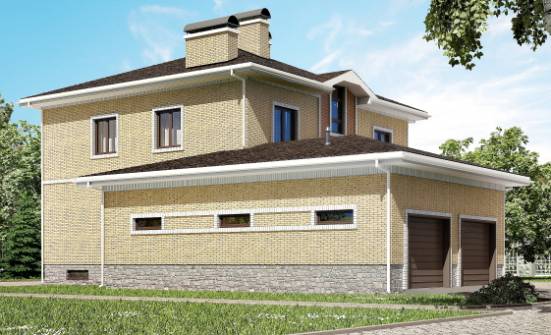 350-002-Л Проект трехэтажного дома, гараж, большой дом из кирпича | Проекты домов от House Expert