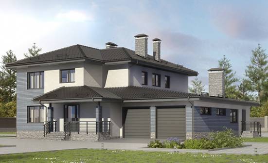 340-005-П Проект двухэтажного дома и гаражом, просторный коттедж из блока | Проекты домов от House Expert