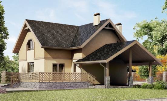 150-011-Л Проект двухэтажного дома мансардой и гаражом, уютный дом из теплоблока | Проекты домов от House Expert