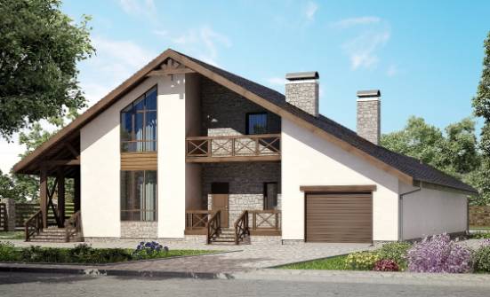 265-001-П Проект двухэтажного дома мансардой и гаражом, просторный домик из твинблока | Проекты домов от House Expert