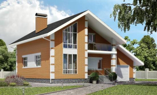 190-006-П Проект двухэтажного дома мансардный этаж и гаражом, уютный загородный дом из бризолита | Проекты домов от House Expert
