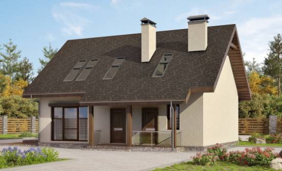 155-012-Л Проект двухэтажного дома с мансардой, экономичный загородный дом из газобетона | Проекты домов от House Expert