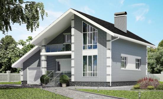 190-006-Л Проект двухэтажного дома мансардный этаж, гараж, красивый коттедж из газобетона | Проекты домов от House Expert
