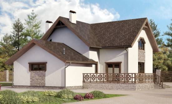 180-013-П Проект двухэтажного дома с мансардой и гаражом, уютный дом из поризованных блоков | Проекты домов от House Expert