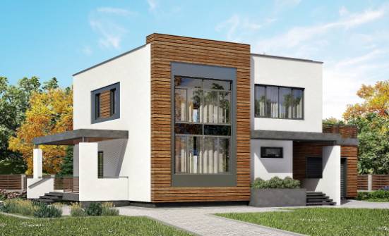 220-003-П Проект двухэтажного дома и гаражом, уютный домик из бризолита | Проекты домов от House Expert