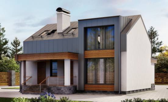 120-004-П Проект двухэтажного дома с мансардным этажом, недорогой загородный дом из газосиликатных блоков | Проекты домов от House Expert