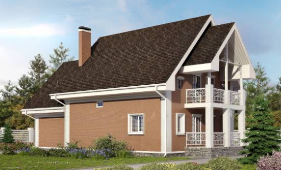 185-003-П Проект двухэтажного дома с мансардой и гаражом, уютный коттедж из теплоблока | Проекты домов от House Expert