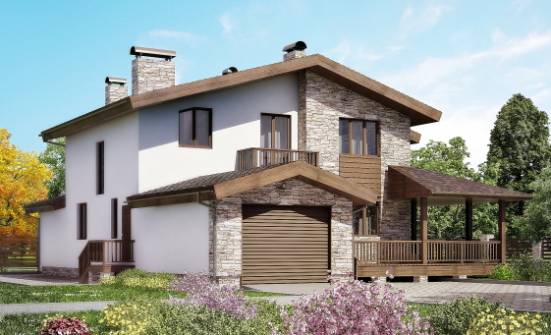 220-001-П Проект двухэтажного дома с мансардой, гараж, простой дом из пеноблока | Проекты домов от House Expert