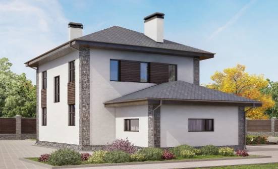 185-004-Л Проект двухэтажного дома, гараж, красивый домик из теплоблока | Проекты домов от House Expert