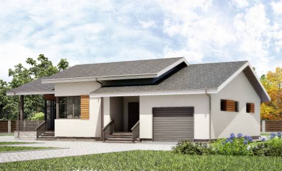 135-002-П Проект одноэтажного дома, гараж, скромный домик из арболита | Проекты домов от House Expert