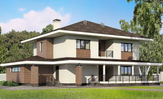275-002-П Проект двухэтажного дома и гаражом, классический загородный дом из кирпича | Проекты домов от House Expert