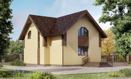 150-009-Л Проект двухэтажного дома мансардой, простой коттедж из бризолита | Проекты домов от House Expert