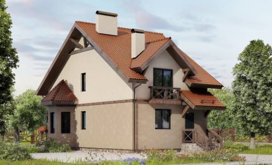 120-003-Л Проект двухэтажного дома с мансардой, классический домик из блока | Проекты домов от House Expert
