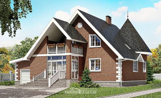 220-002-Л Проект двухэтажного дома с мансардой, гараж, красивый загородный дом из газосиликатных блоков | Проекты домов от House Expert