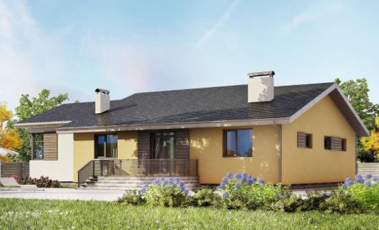135-002-Л Проект одноэтажного дома, гараж, красивый домик из пеноблока | Проекты домов от House Expert