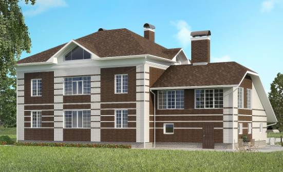505-002-Л Проект трехэтажного дома, гараж, современный домик из кирпича | Проекты домов от House Expert