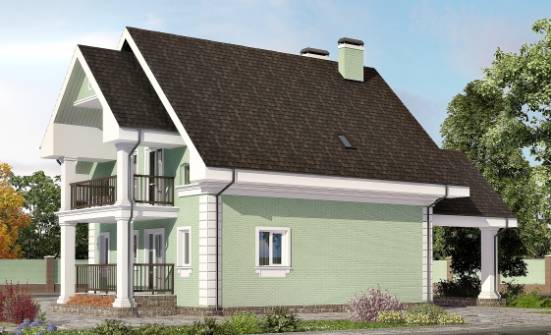 140-003-Л Проект двухэтажного дома с мансардой и гаражом, простой коттедж из пеноблока | Проекты домов от House Expert