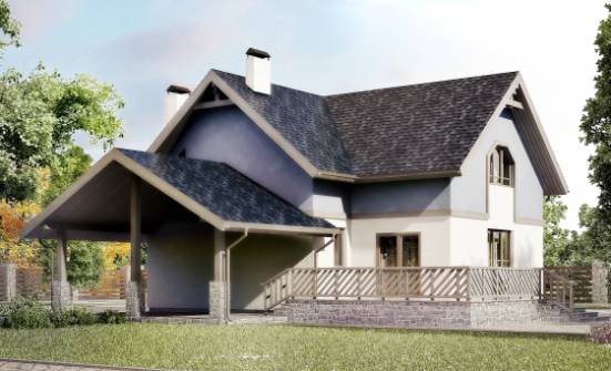 150-011-П Проект двухэтажного дома мансардой и гаражом, бюджетный домик из поризованных блоков | Проекты домов от House Expert