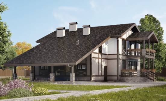 250-002-П Проект двухэтажного дома с мансардой, гараж, красивый домик из кирпича | Проекты домов от House Expert