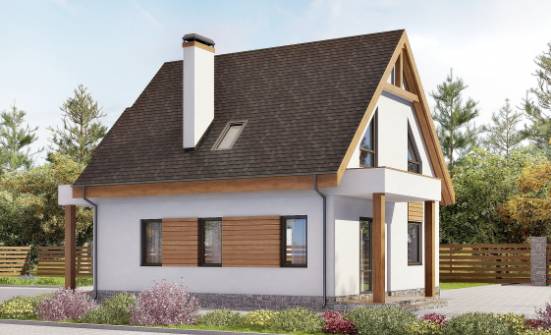 120-005-П Проект двухэтажного дома с мансардой и гаражом, уютный коттедж из теплоблока | Проекты домов от House Expert