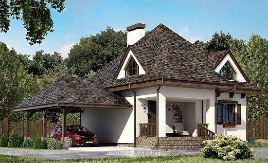 110-002-Л Проект двухэтажного дома с мансардным этажом и гаражом, небольшой коттедж из арболита | Проекты домов от House Expert