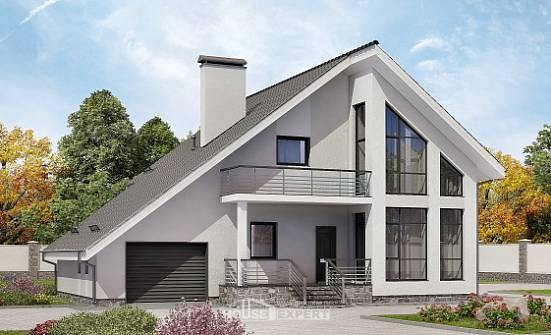 200-007-Л Проект двухэтажного дома с мансардным этажом, гараж, уютный домик из твинблока | Проекты домов от House Expert