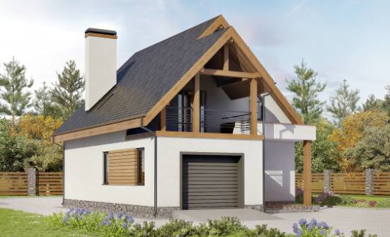 120-005-П Проект двухэтажного дома с мансардой и гаражом, уютный коттедж из теплоблока | Проекты домов от House Expert