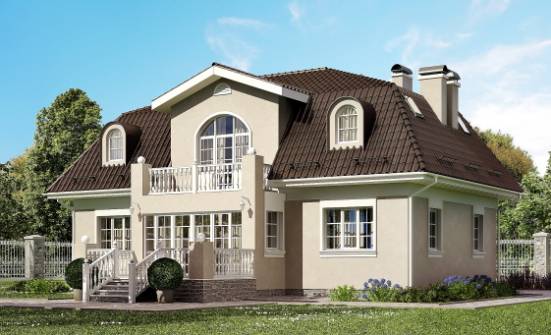 210-001-Л Проект двухэтажного дома с мансардой, уютный загородный дом из газобетона | Проекты домов от House Expert