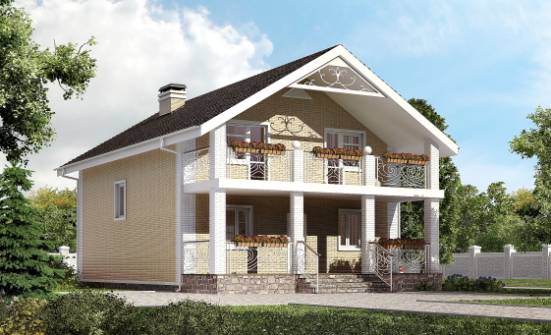 150-007-Л Проект двухэтажного дома мансардой, классический коттедж из газобетона | Проекты домов от House Expert