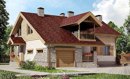 165-002-П Проект двухэтажного дома с мансардным этажом и гаражом, скромный дом из поризованных блоков | Проекты домов от House Expert