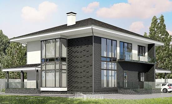 245-002-П Проект двухэтажного дома и гаражом, простой загородный дом из газобетона | Проекты домов от House Expert