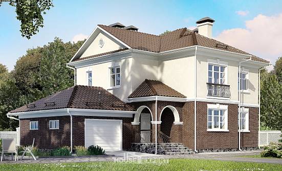 190-002-Л Проект двухэтажного дома и гаражом, красивый загородный дом из газобетона | Проекты домов от House Expert