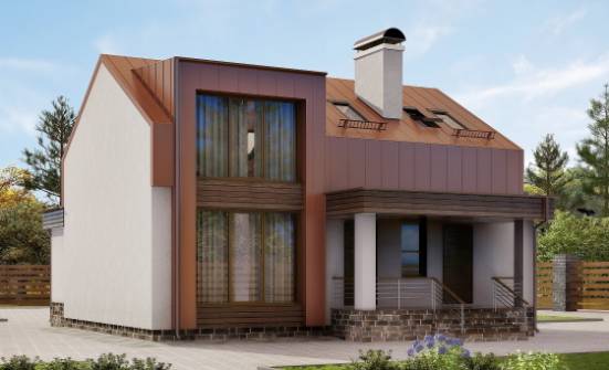 120-004-Л Проект двухэтажного дома с мансардой, уютный домик из газобетона | Проекты домов от House Expert