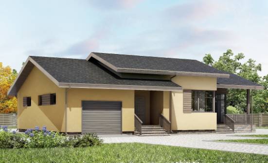 135-002-Л Проект одноэтажного дома, гараж, красивый домик из пеноблока | Проекты одноэтажных домов от House Expert