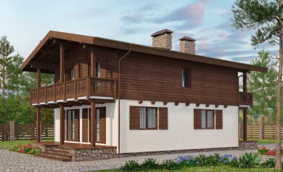 150-016-Л Проект двухэтажного дома мансардой, доступный дом из поризованных блоков | Проекты домов от House Expert