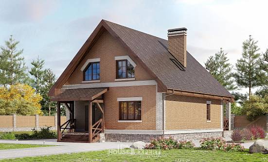 160-011-Л Проект двухэтажного дома мансардой, недорогой домик из пеноблока | Проекты домов от House Expert