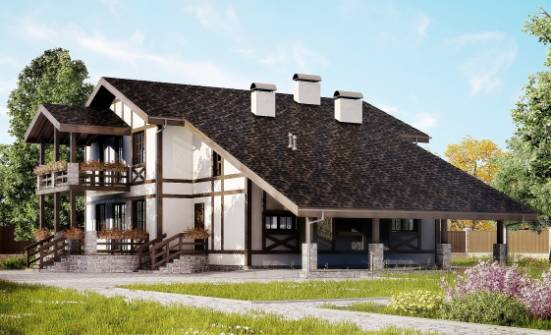 250-002-Л Проект двухэтажного дома мансардой, гараж, красивый домик из кирпича | Проекты домов от House Expert