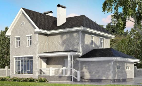 190-001-Л Проект двухэтажного дома, гараж, современный коттедж из кирпича | Проекты домов от House Expert