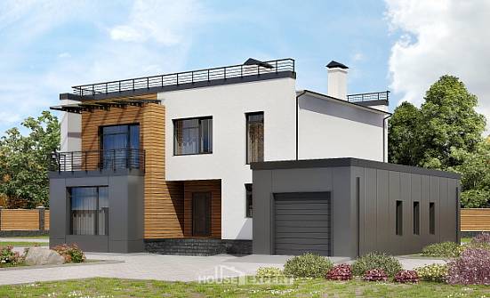 260-002-П Проект двухэтажного дома и гаражом, классический домик из твинблока | Проекты домов от House Expert