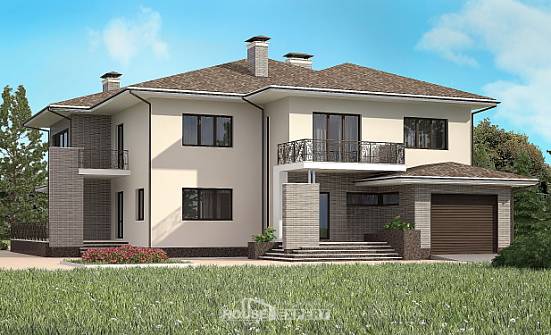 500-001-П Проект трехэтажного дома, гараж, большой коттедж из кирпича | Проекты домов от House Expert